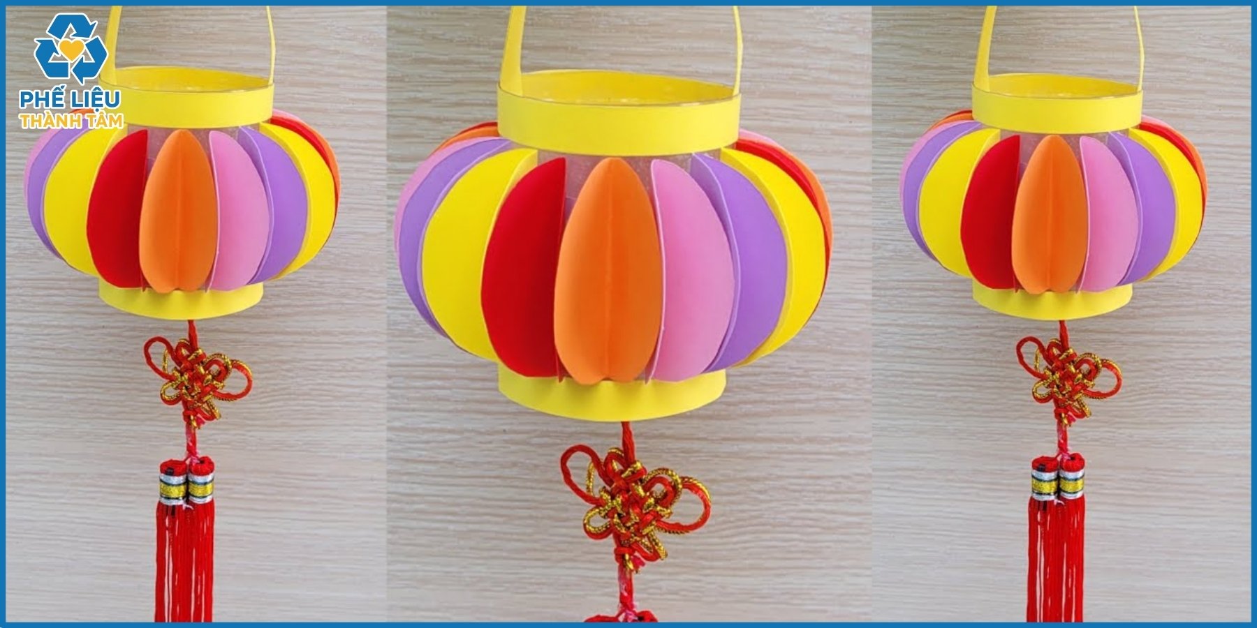 Chuẩn bị nguyên liệu làm đèn Trung thu từ phế liệu